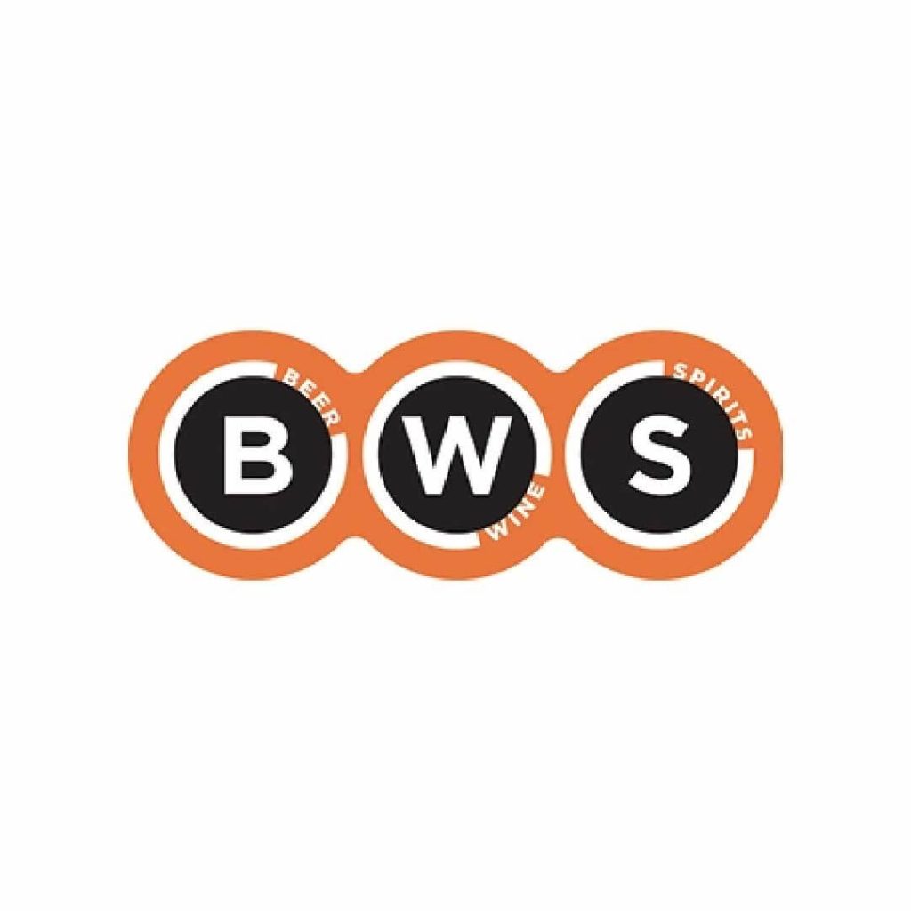 BWS logo with distinctive orange and black branding for liquor retail