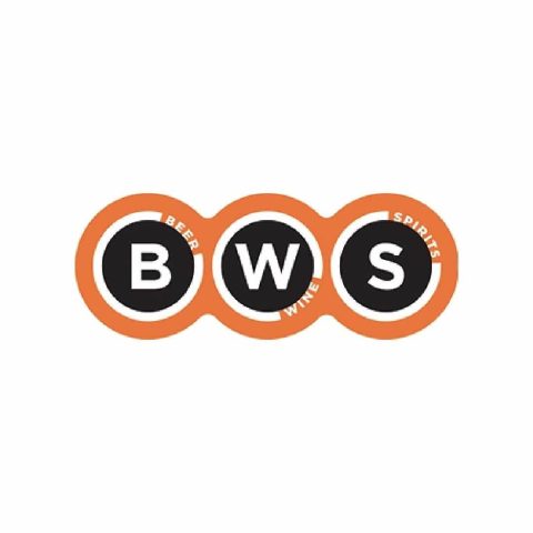 BWS logo with distinctive orange and black branding for liquor retail